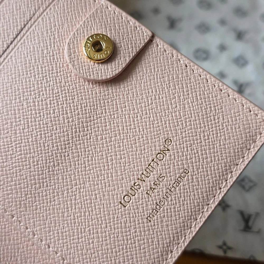 Louis Vuitton Pink and Pastel Blue Monogram Zip Card Pouch with Gold LV Charm